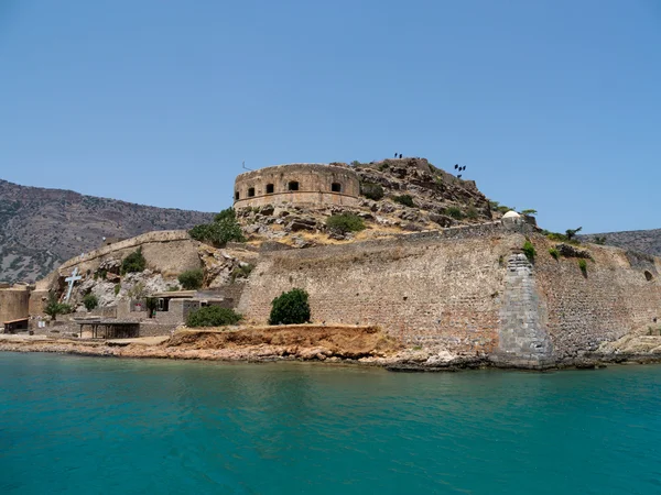 堡 spinalonga 视图 免版税图库图片