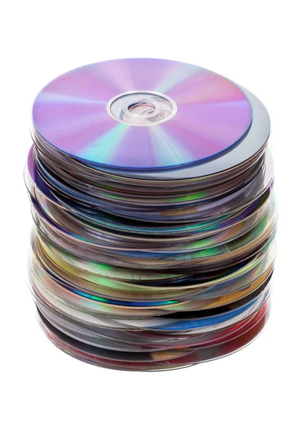 Isolierte Stapel Von Cds Und Dvds — Stockfoto