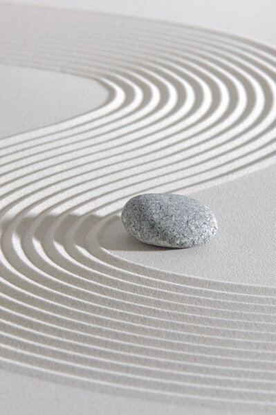 Japanese zen garden with yin and yang