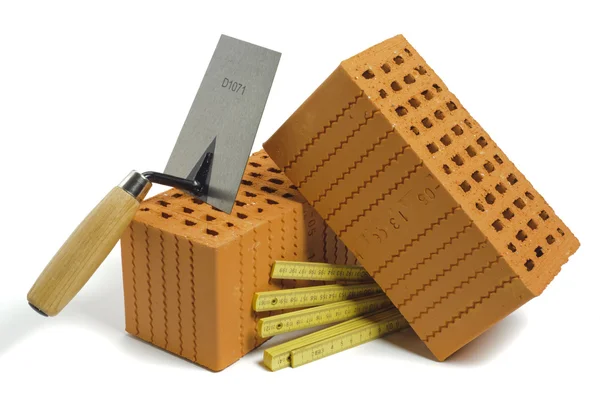 Tegel och verktyg för hus byggnad — Stockfoto