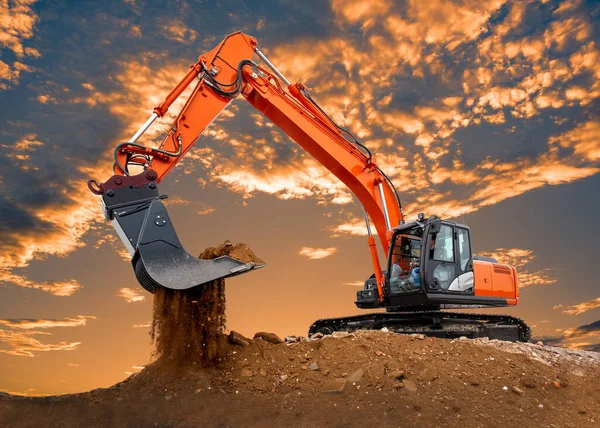 Escavadeira Obras Canteiro Obras — Fotografia de Stock