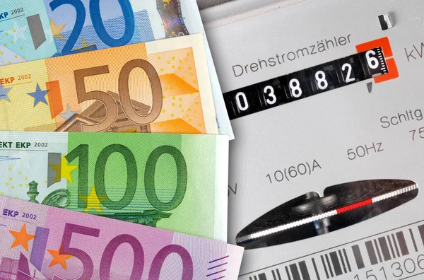 Банкноты Евро Вспомогательные Расходы Энергию — стоковое фото