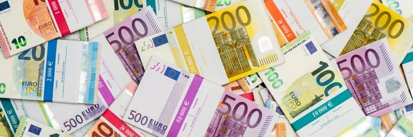 Paquetes Muchos Billetes Euros — Foto de Stock