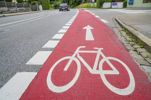 Carril Bici Con Color Rojo Calle —  Fotos de Stock