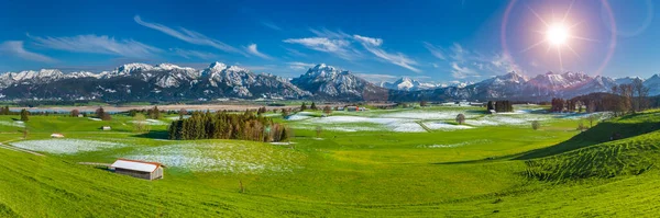 巴伐利亚阿尔卑斯山山脉和福格纳斯湖全景 — 图库照片