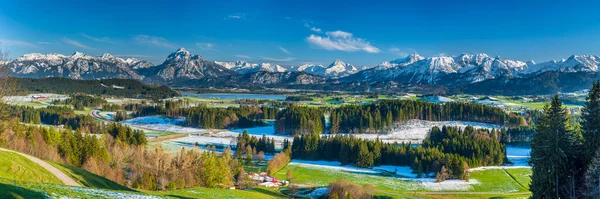 Panoramisch Uitzicht Bergketen Meer Forggensee Beieren — Stockfoto