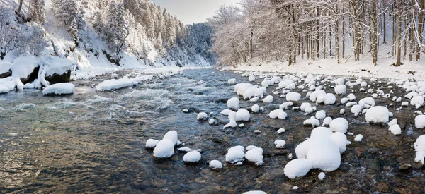 バイエルンの川の夏雪と寒い冬の日 — ストック写真