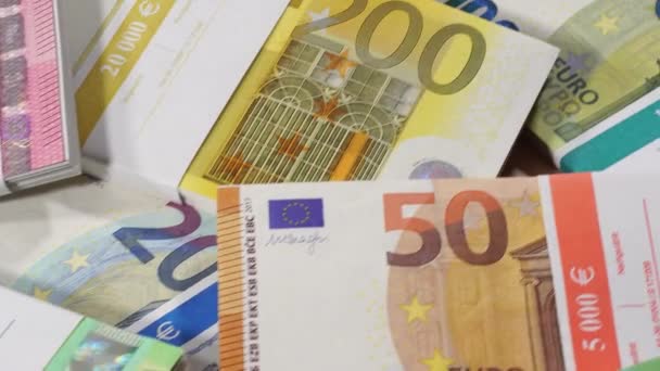 Veel Eurobankbiljetten Bundel — Stockvideo