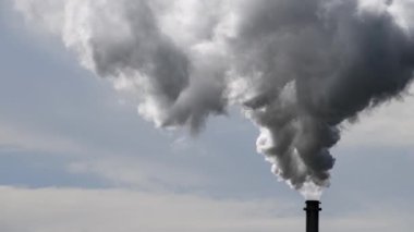 smoking industrial chimney on clear sky