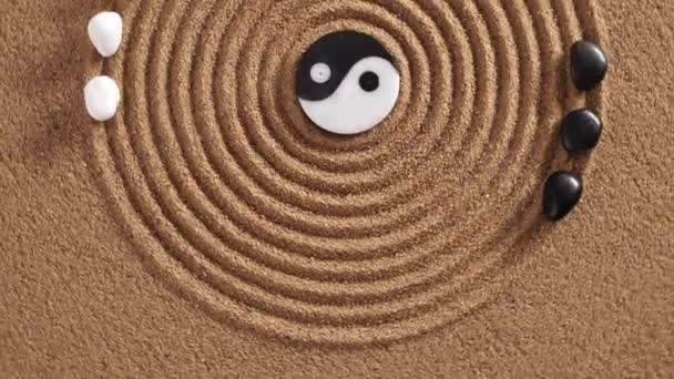 Japon Zen Bahçesi Kumda Taş Var — Stok video