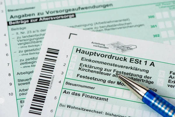 Declaración Impuestos Alemana Para Oficina Impuestos Con Formulario — Foto de Stock