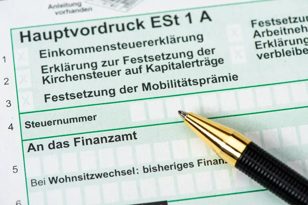 Declaración Impuestos Alemana Para Oficina Impuestos Con Formulario — Foto de Stock