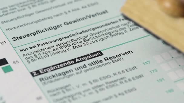 Stamp German Tax Declaration Inscription Checked — Stock Video