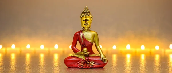 Japanese Zen Garden Buddha Front Candle Lights — Stock Photo, Image