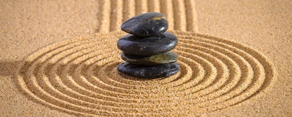 Japanischer Zen Garten Mit Stein Strukturiertem Sand — Stockfoto