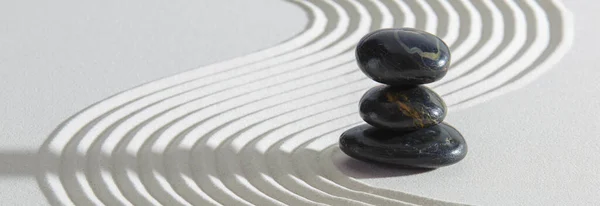 Japanese Zen Garden Yin Yang Stone Textured Sand — Stock Photo, Image