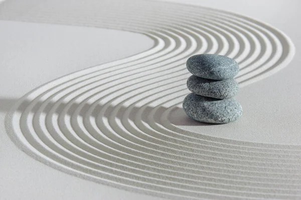 Japanischer Zen Garten Mit Yin Yang Stein Strukturiertem Sand — Stockfoto