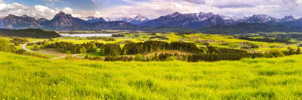 Paesaggio Panoramico Baviera Con Catena Montuosa Lago — Foto Stock