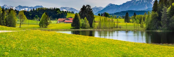 具有山脉和湖泊的巴伐利亚全景景观 — 图库照片