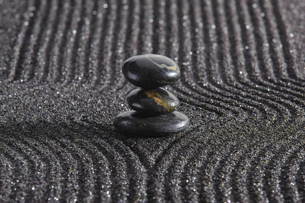 Japán Zen Kert Yin Yang Texturált Homok — Stock Fotó