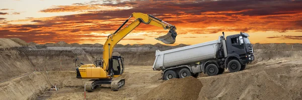 Zware Graafmachine Aan Het Werk Bouwplaats — Stockfoto