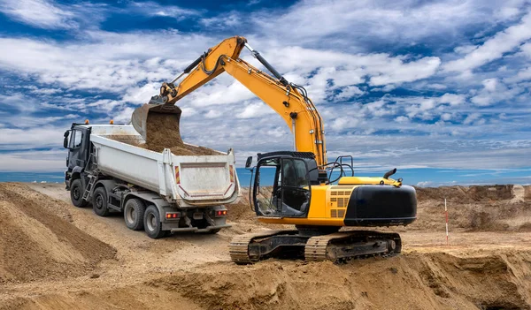 Zware Graafmachine Aan Het Werk Bouwplaats — Stockfoto