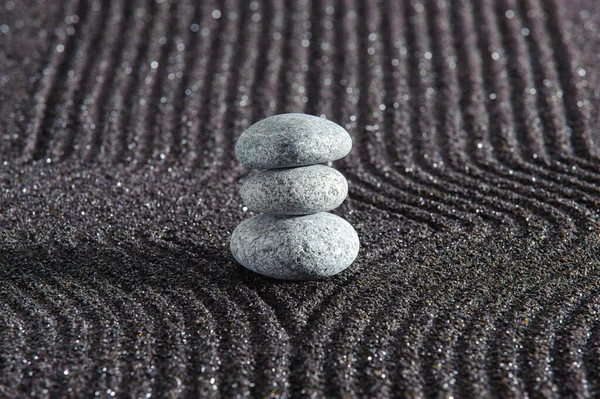 Japanese Zen Garden Yin Yang Feng Shui Textured Sand — Stock Photo, Image