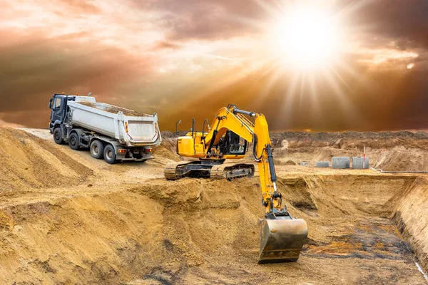 Excavator Digging Construction Site — Stock Photo, Image