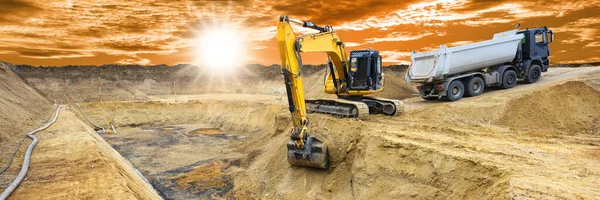 Excavator Digging Construction Site — Stockfoto