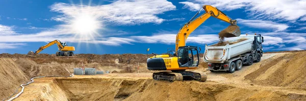 Excavator Digging Construction Site — Stock fotografie