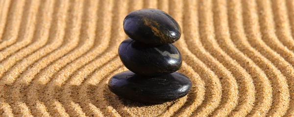 Jardin Japonais Zen Avec Pierre Yin Yang Sable Texturé — Photo