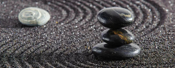 Jardin Japonais Avec Pierre Yin Yang Sable Texturé — Photo