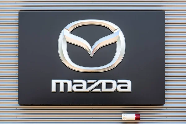 Agradecimento Alemanha Junho 2022 Sinal Publicitário Marca Automóveis Mazda — Fotografia de Stock