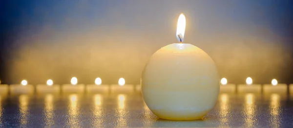 Jardín Zen Japonés Con Luces Armonía Velas — Foto de Stock