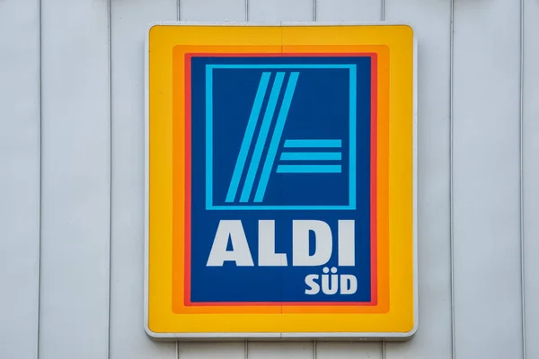 Augsburg Germany June 2022 Advertising Sign Discounter Store Aldi — Fotografia de Stock