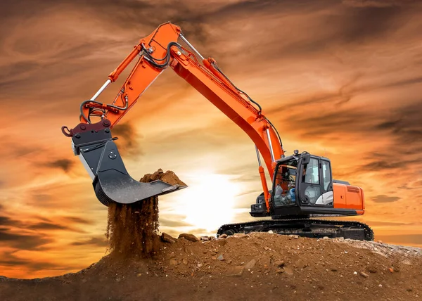 Excavator Digging Construction Site — Stockfoto