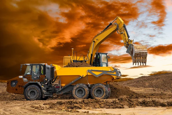 Excavator Digging Construction Site — Foto Stock