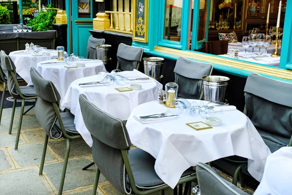 Restaurant Français Tables Chaises Dans Rue Paris France — Photo