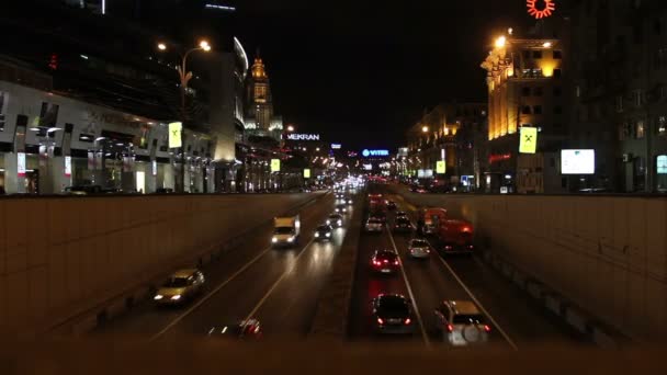 Moscow. Traffic in the night — Stock Video