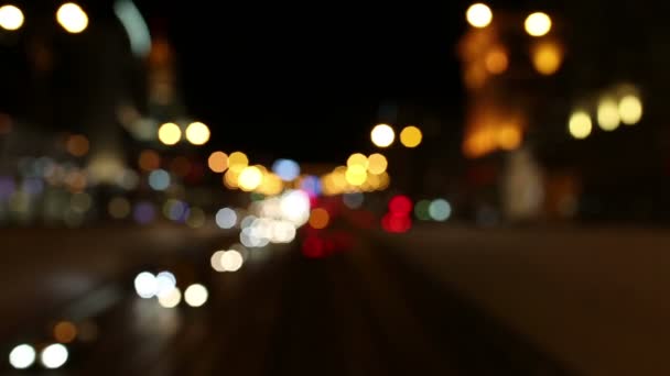 Moscow night car traffic. Out of focus — Stock Video