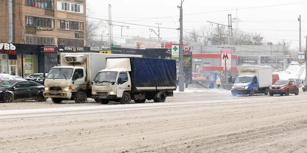 Moscow. Traffic in the snowfall — Stock Photo, Image