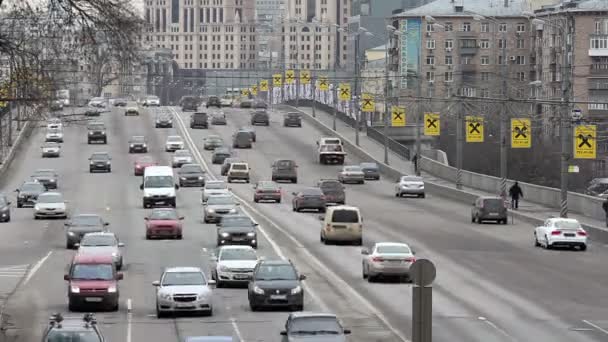 莫斯科大大街上的交通 — 图库视频影像