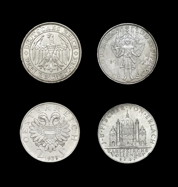 Набір монет Німеччини та Австрії — стокове фото