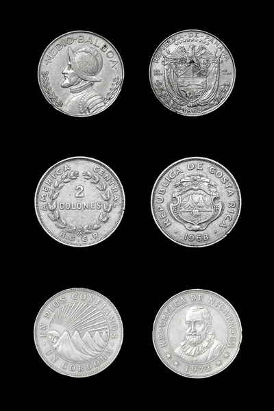 Conjunto de monedas de países centroamericanos — Foto de Stock