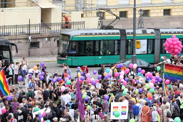 On the summer gay parade in Helsinki, Finland — Stock Photo, Image