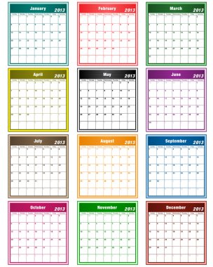 Calendar 2013 assorted colors clipart