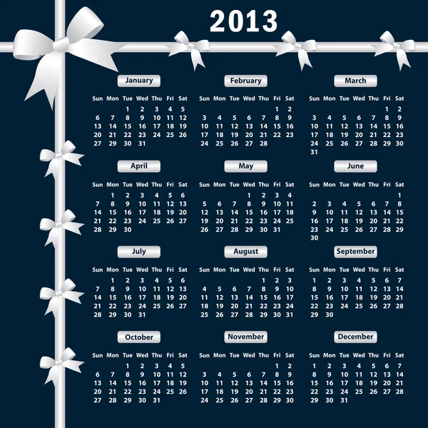 2013 kalender met bogen — Stockvector