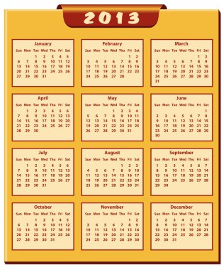 Calendar 2013 year clipart