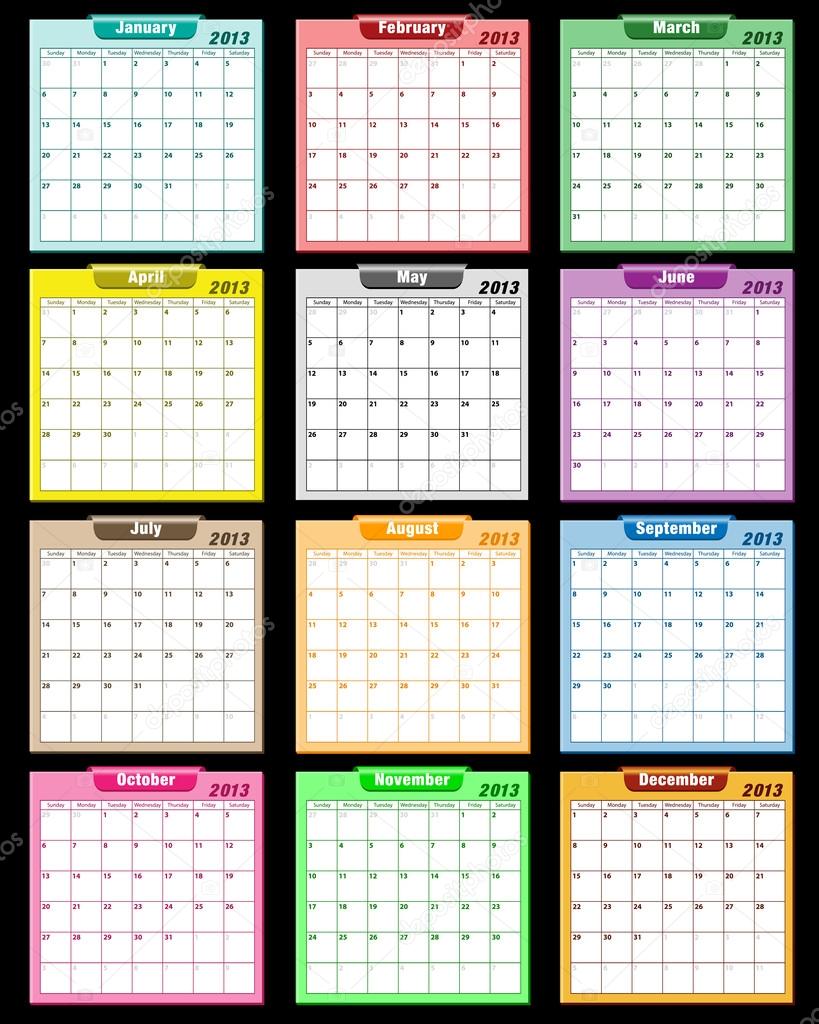 Calendar 2013 assorted colors