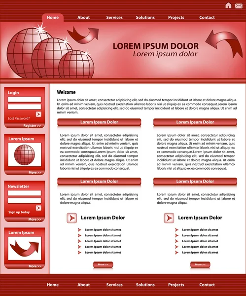 Weboldal sablon design piros Stock Vektor